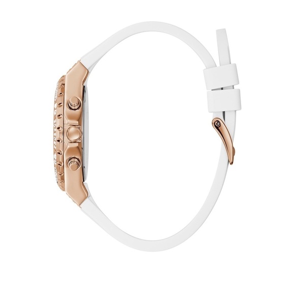 New GUESS Rose Gold-Tone and White Chrono-Look Watch